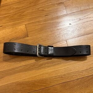 Structure 30 Black Leather Belt with Silver Buckle